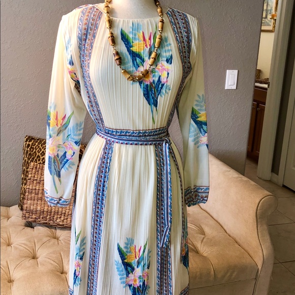 Vintage 70’s HAL FERMAN Boho Asian floral Dress - Picture 5 of 7